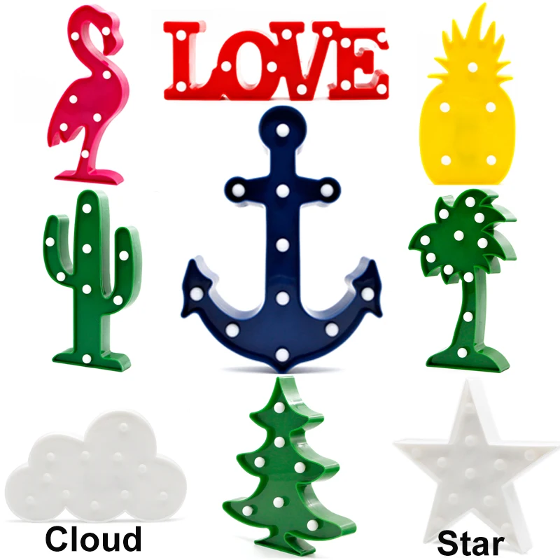 3D Kids Battery Night Light LED 3D Table Light Letter Table Lamp Battery love Star Coconut Tree Flamingo LED Light Decoration