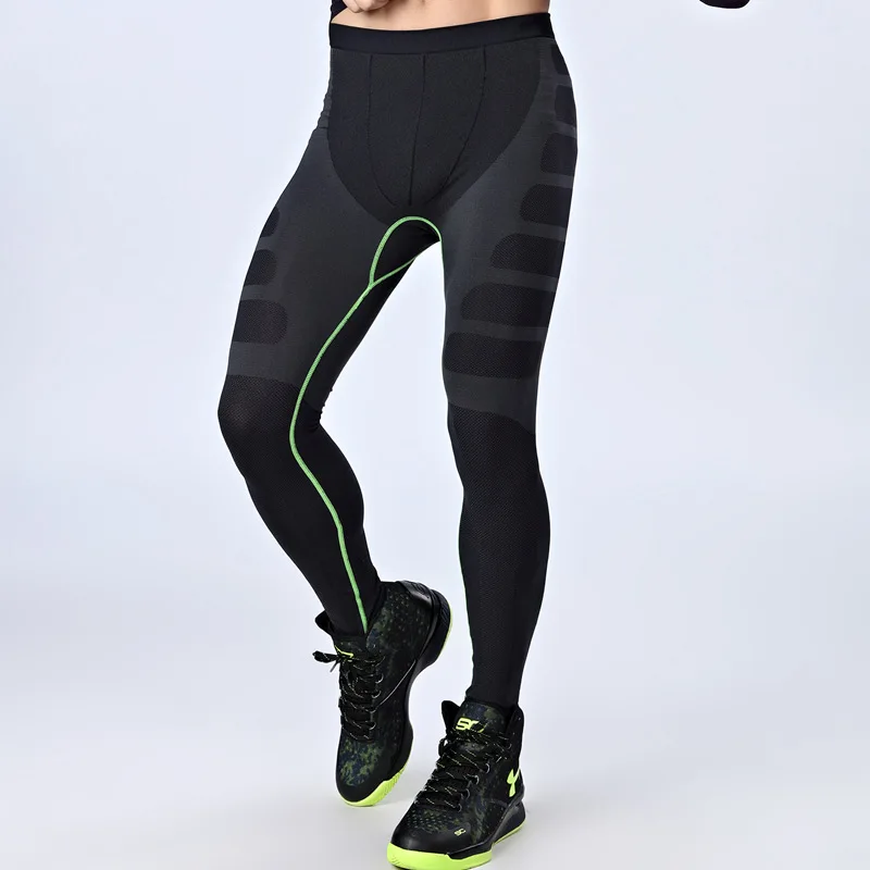 Дизайн Для Мужчин's компрессия базовый Слои спортивные Шестерни спортивный дно плотная одежда для тренировок, фитнеса штаны леггинсы; M; L; XL; для тренажерный зал - Цвет: black and green