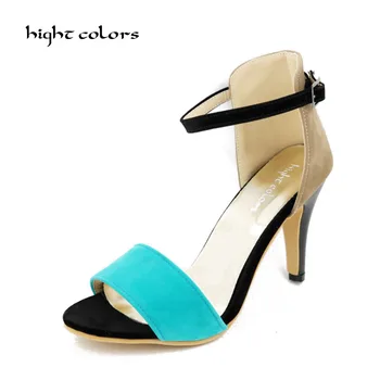 

New 2019 Sexy Gladiator Ankle Straps High Heels Fashion Brand Women Sandal Summer Mixed Colors Open Toe Sandalias Big Size 34-43