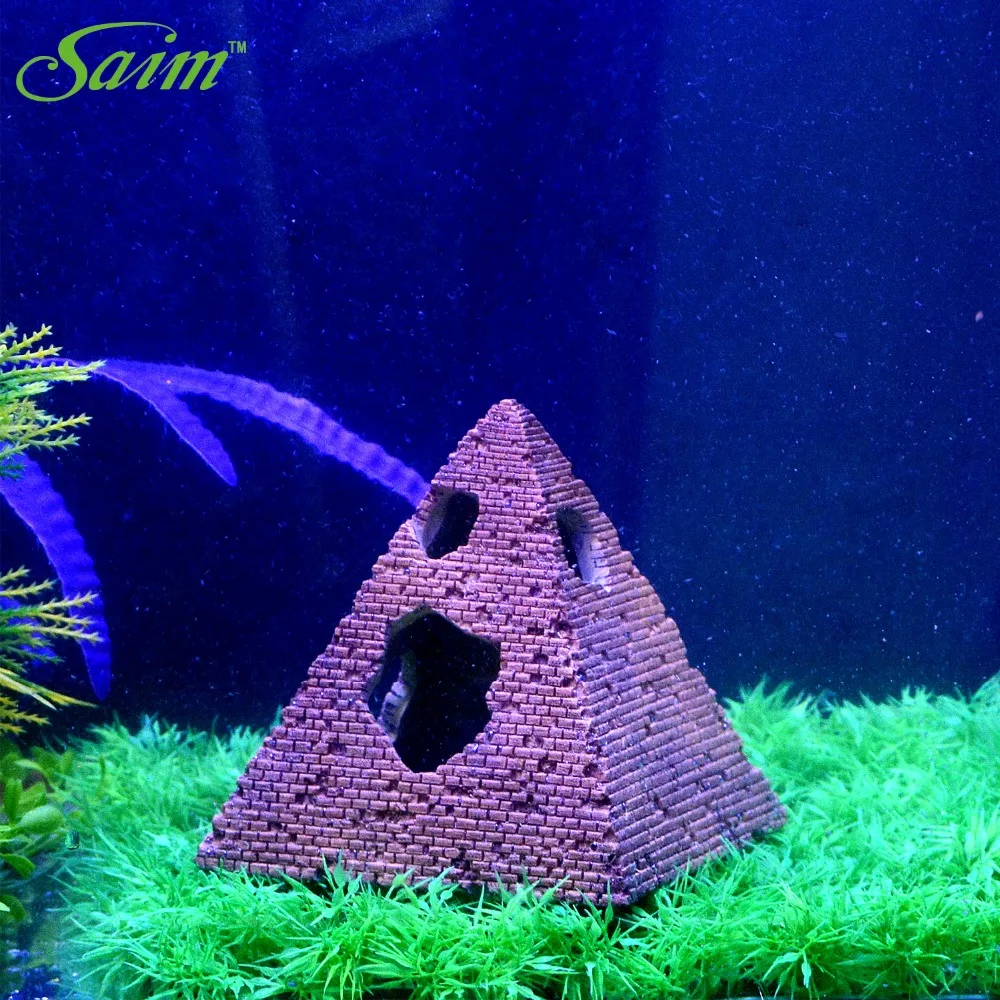 Aquarium Goldfish Shrimp House Artificial Pyramid Aquarium Decorations Fish Tank Ornaments