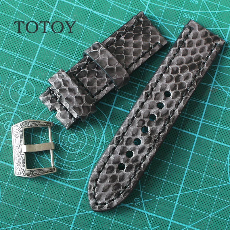 

High quality unique snakesk leather leather strap retro style 20MM 22MM 24MM for Seiko Panerai PAM soft men's strap