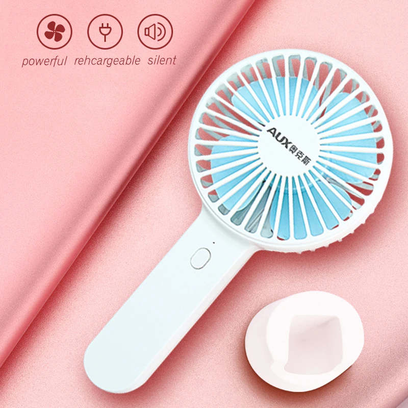AUX Handheld USB Charging Powerful Electric Rechargeable Fan Home/Student Dorm Desk Mini Fan Mute Natural Wind with Third Gear