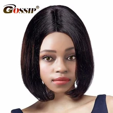 Gossip Brazilian Straight Short Wigs For Black Women 150 Density Lace Front Human Hair Bob Wigs 6 inch Swiss Lace Wig Non Remy