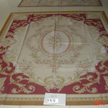 9'x12 aubusson шерстяные ковры красный дизайн потертый шик ковры-все виды ковры в нашем магазине