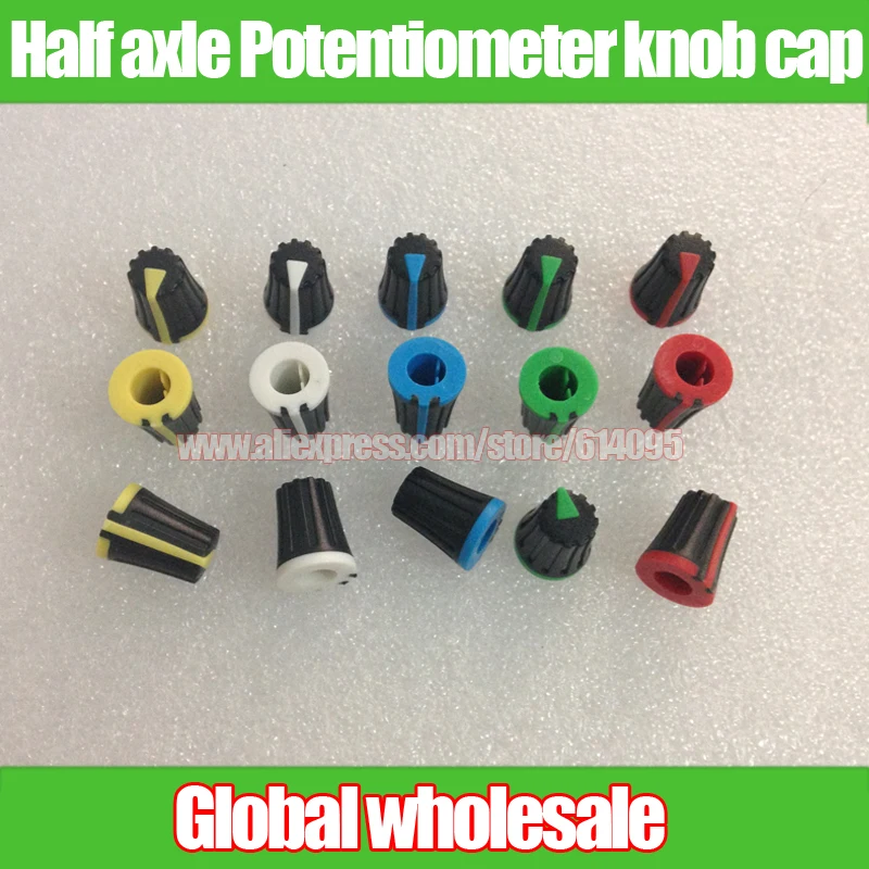 

10pcs potentiometer knob cap B black body / Half axle potentiometer mixer knob cap blue red green yellow white 270 degree