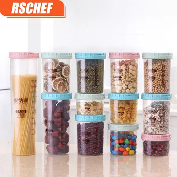 

RSCHEF 1pcs Modern Plastic Kitchen Tea Coffee Sugar Food Sweet Storage Jar Cork Stopper Jar Random Color
