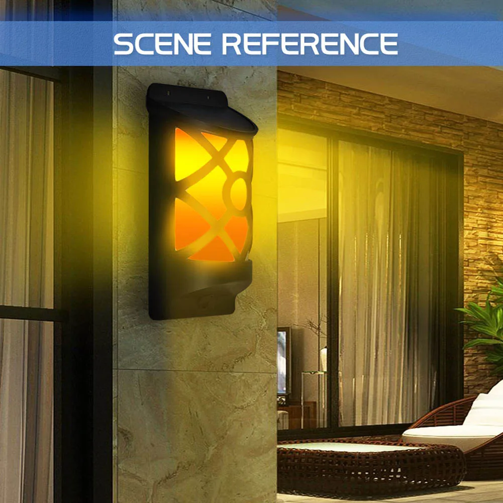 

66 LED SMD3528 Solar Flame Lamp Path Dancing Outdoor Lighting Light-Control Solar Panel Wall Lights Waterproof Garden Light