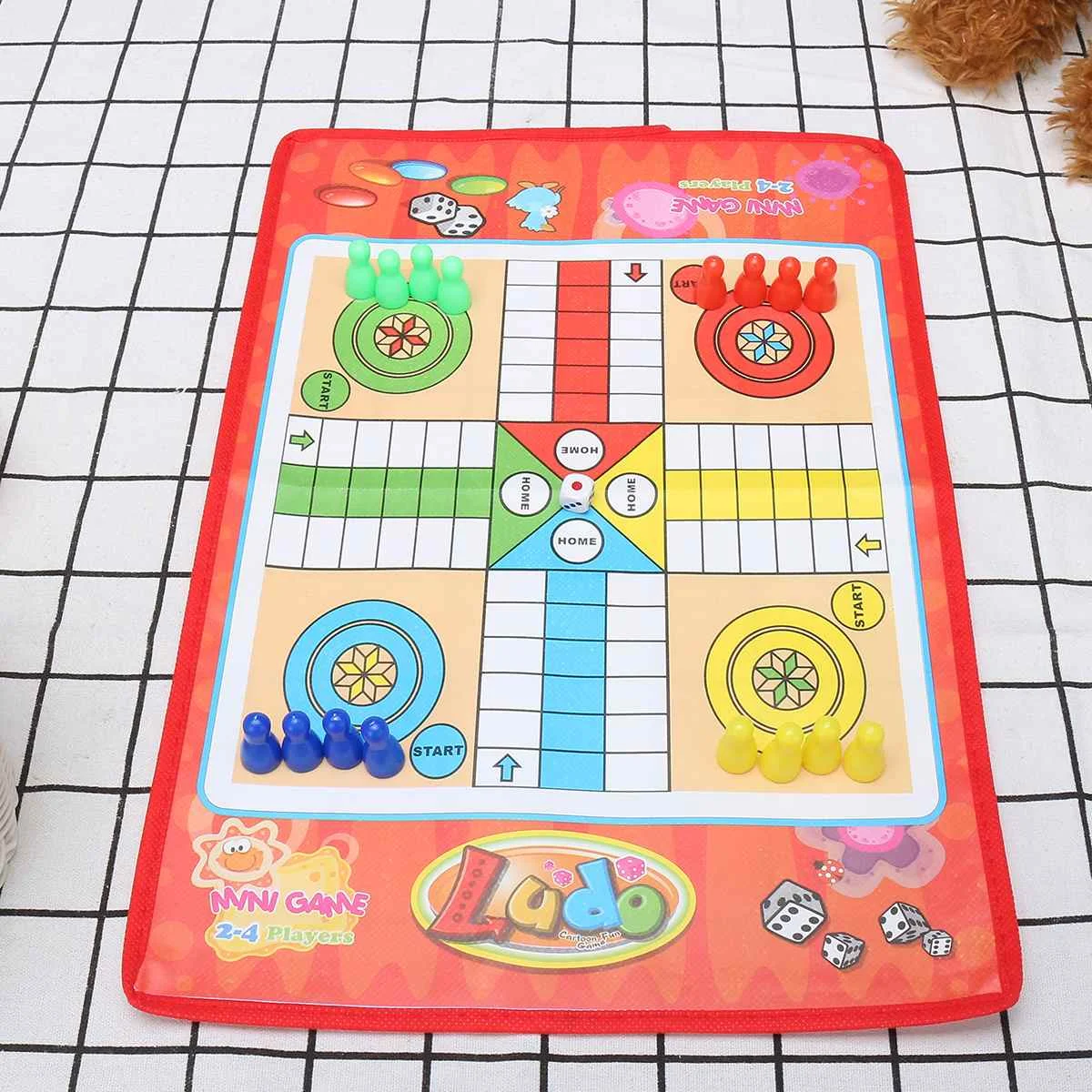 2 Pieces Foldable Kids Flying Ludo Chess Game Family Children Fun Toys 
