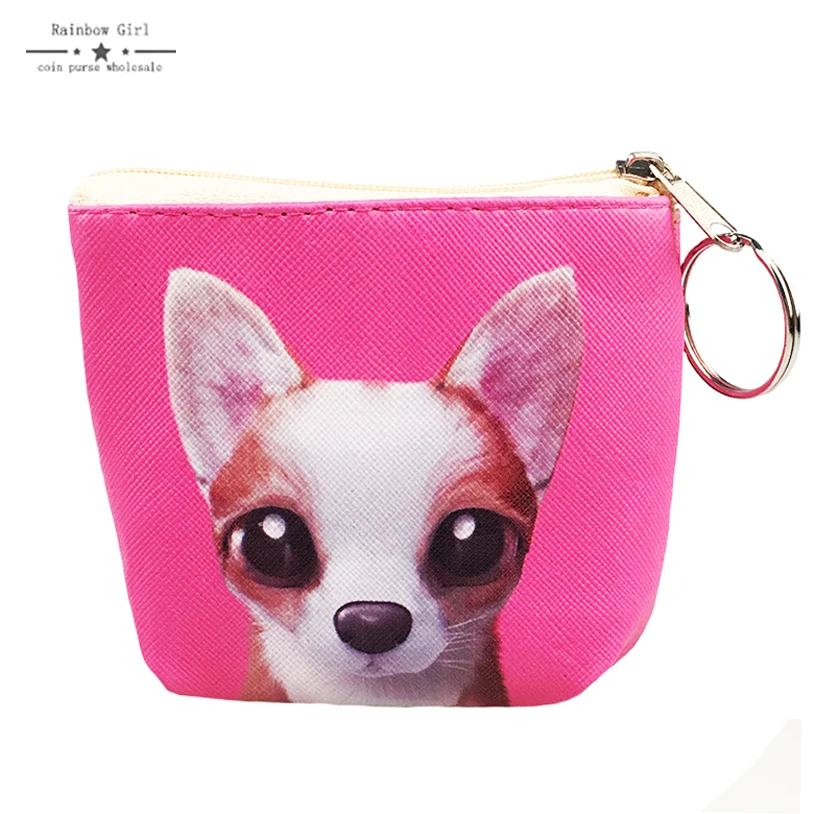 2017 PU Lovely Dog Coin Purses Wallet for children Mini Bag Key Ring