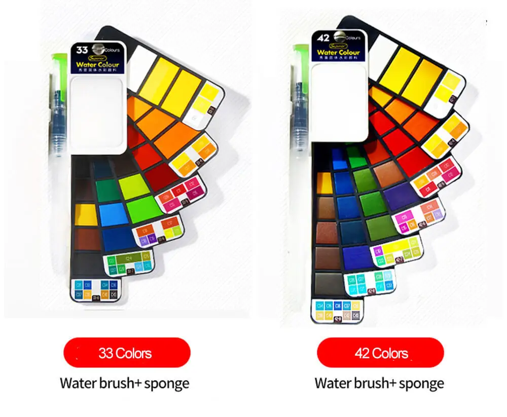 Pintura da Cor de Água Grupo para Estudante de Arte Escova do Artista Superior Sólida Aquarela Pigmento - 25 33 42 Paleta Portátil Livre Suprimentos 18 11 Para Estudante de Arte Paleta Portátil escova do Artista Livre Suprimentos