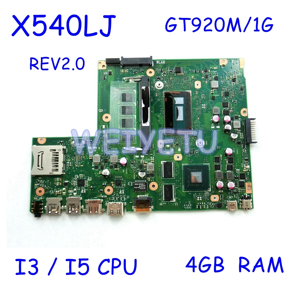X540lj I3 / I5 / I7 Cpu Onboard 4g Ddr3l For Asus X540lj Laptop