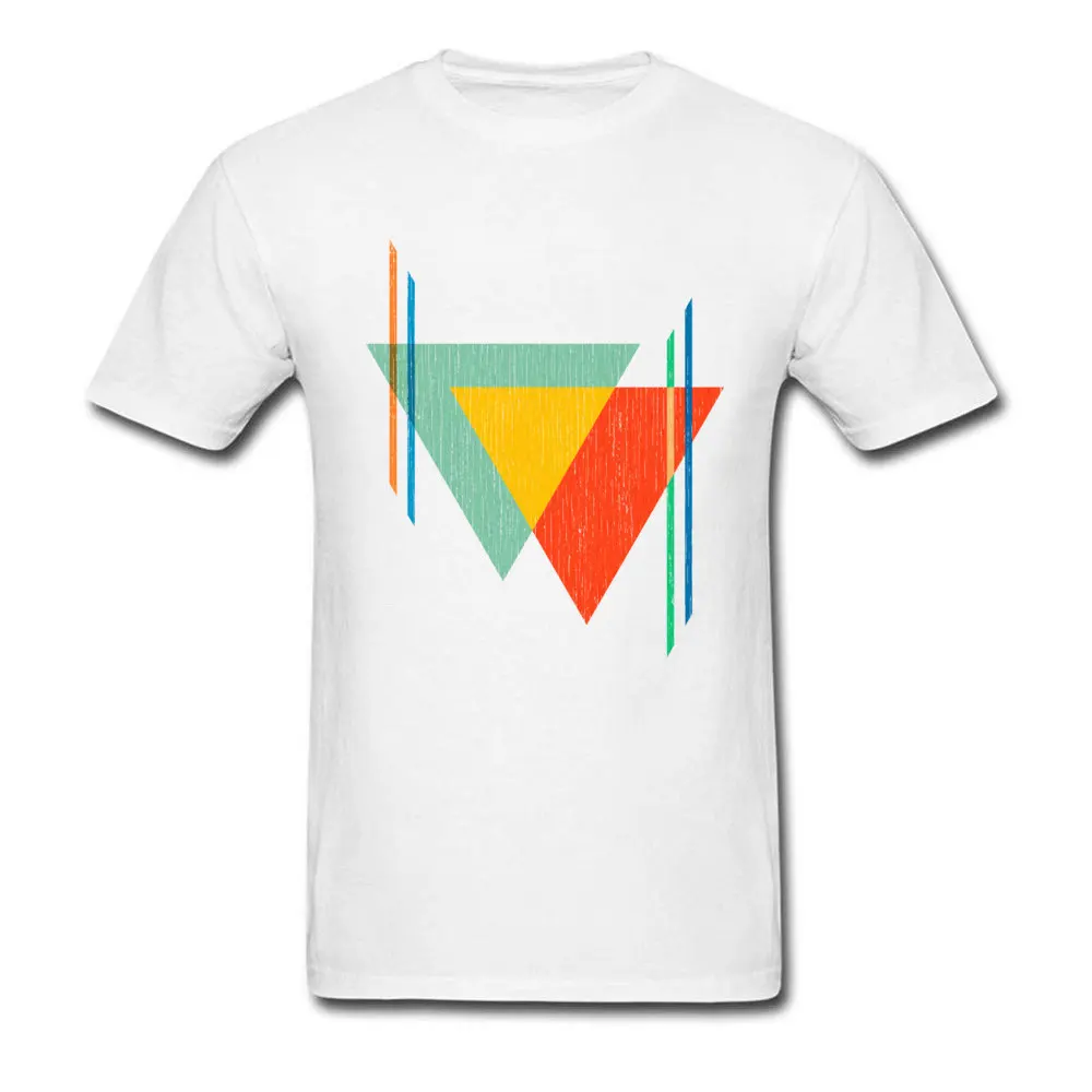 Triangles Blend Pure Cotton Design Tops T Shirt 2018 Discount Short Sleeve Mens T Shirts comfortable Fall T-shirts Round Neck Triangles Blend white