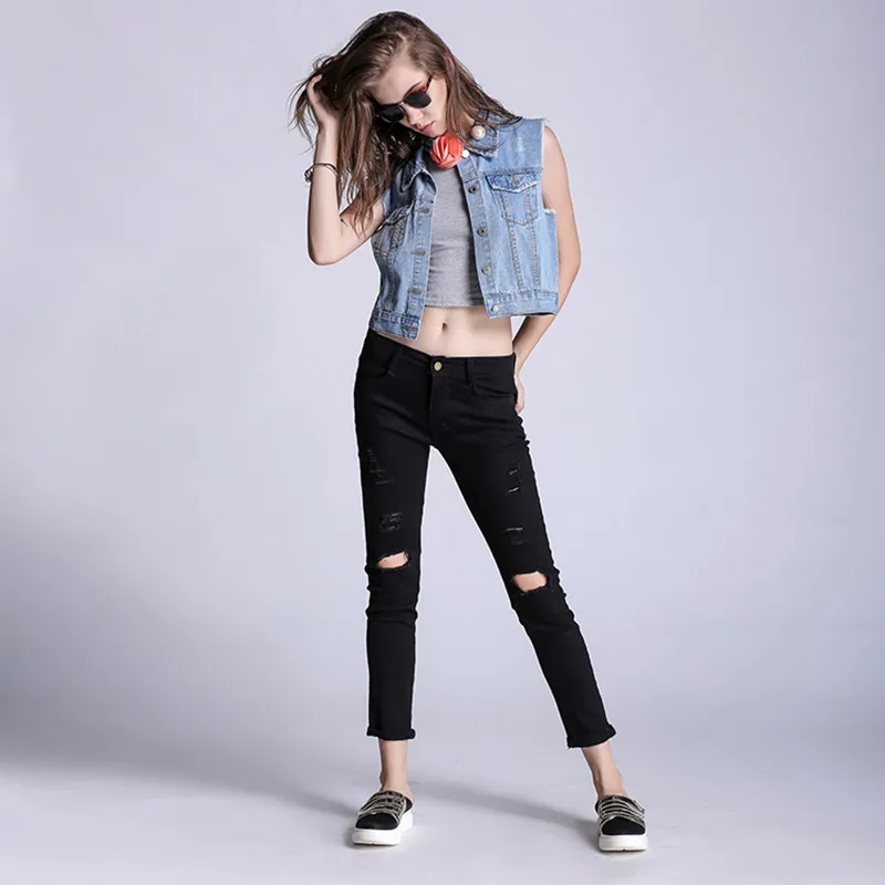 New arrival american apparel ripped jeans for women casual skinny jeans woman 5XL plus size jeans