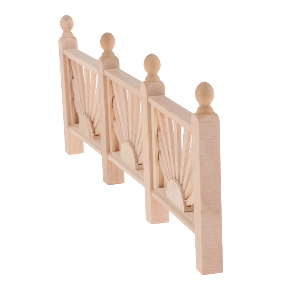 1/12 Dollhouse Scale Miniature Wood Rail Fence Miniature Unpainted Wooden Rail Barrier Garden Decor for Dollhouse Garden Decor
