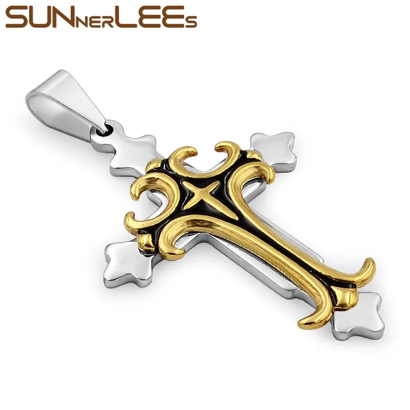 Подвеска с крестом Иисуса Христа из нержавеющей стали|chain gold|link chaincross pendant necklace |