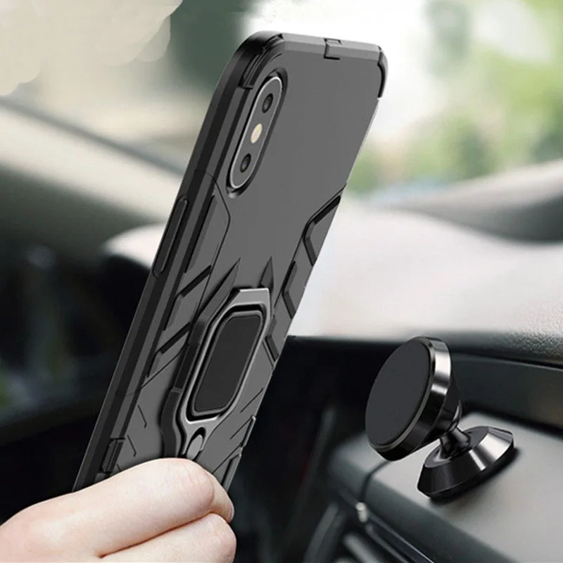 Phone Case For Samsung Galaxy A60 Silicone Armor Back Shockproof Cover For Samsung Galaxy A60 Magnetic Finger Ring Holder