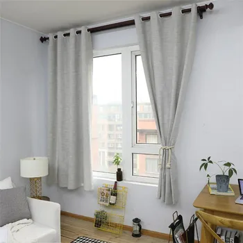 

light grey Nordic Style Linen Cotton Blackout Curtains for Living Room Window Panels Curtains for Small Windows Kids Curtains
