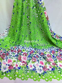 

super deal!! gorgeous floral printing net guipure Lace fabric printed African cord lace for wedding/party dress free shipping