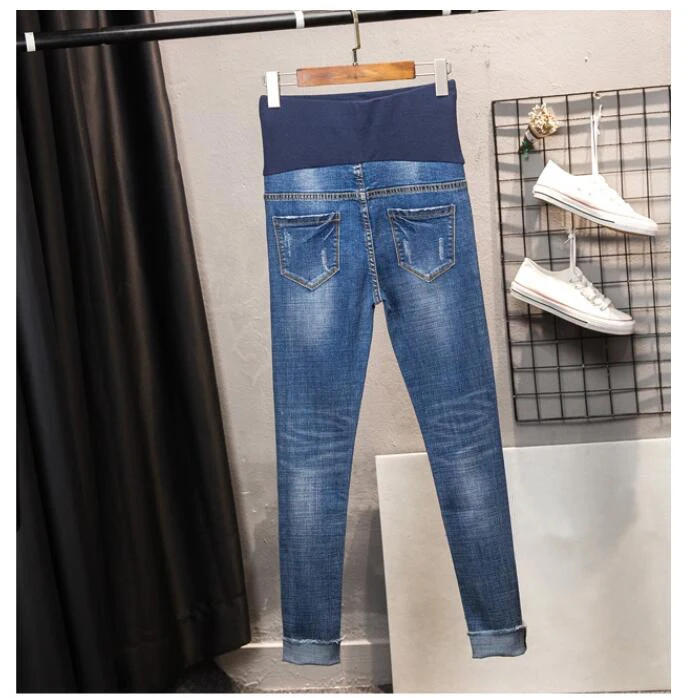 Весенне-осенняя одежда повседневная одежда обтягивающие штаны с эластичной резинкой на талии модные джинсы для беременных Брюки W014