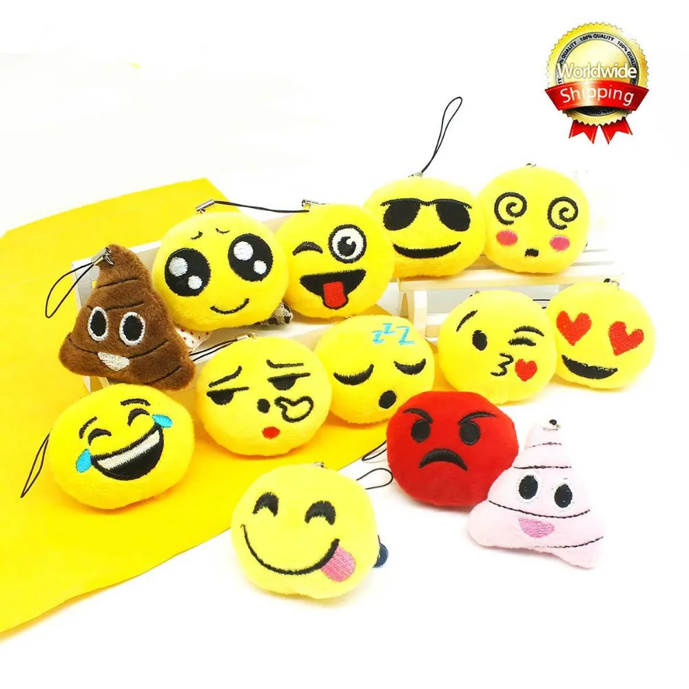 

FASHION cotton Emoji Cute Keychains Cartoon Face Smile Soft Stuffed Plush Toy Doll Keyrings Car Keychain Women Key Holder Figure