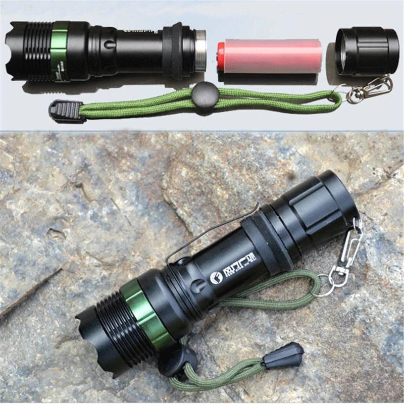 18650 led Q5 flashlight Rechargeable  Battery mechanical stepless zoom rotation long-range charge self-defense riding wholesale