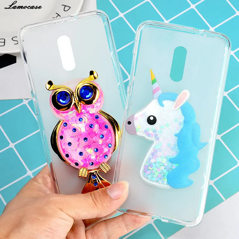 Glitter Dynamic Liquid Quicksand Case for Fly Cirrus 13 FS518 3D Owl Unicorn Cartoon Animals Cover For Fly FS518 FS 518 Shining