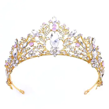 

1pc Crown Pink Rhinestone Handcraft Alloy Headdress Crown for Party Wedding