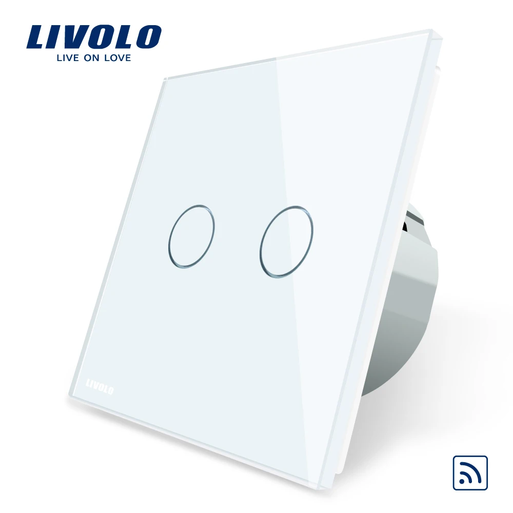 Livolo EU Standard Remote Switch Crystal Glass Panel EU Standard VL C702R 11 Wall Light Remote