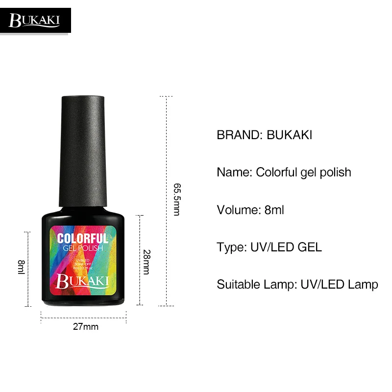 BUKAKI بريق النيون جيل للأظافر ل كامل مجموعة هلام مانيكير الملونة تحتاج الأشعة فوق البنفسجية بقيادة مصباح هلام مسمار PolishLacquer لامعة اللون مسمار ...