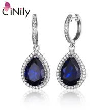 CiNily Authentic Solid 925 Sterling Silver Created Sapphire Cubic Zirconia Fine Jewelry for Women Wedding Drop