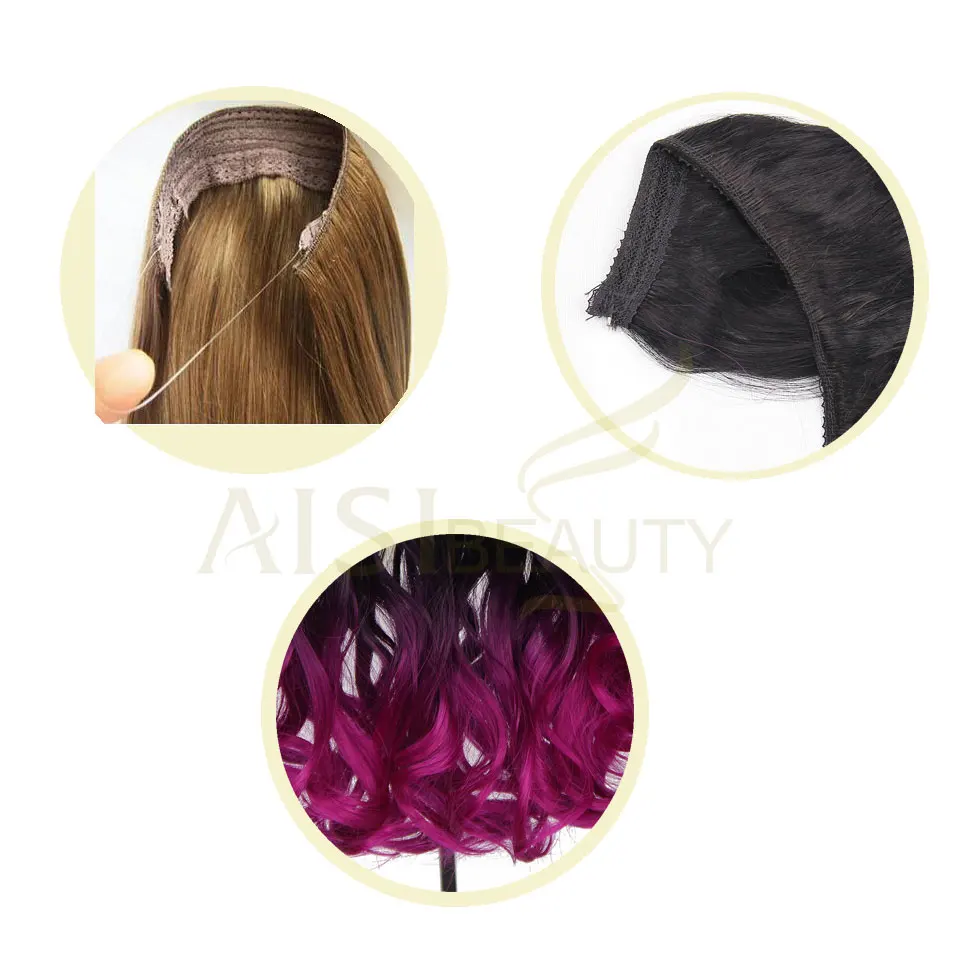 AISI Красота Длинные Синтетические волнистые пряди волос для наращивания рыба линия без зажимы термостойкие накладные волосы Secret