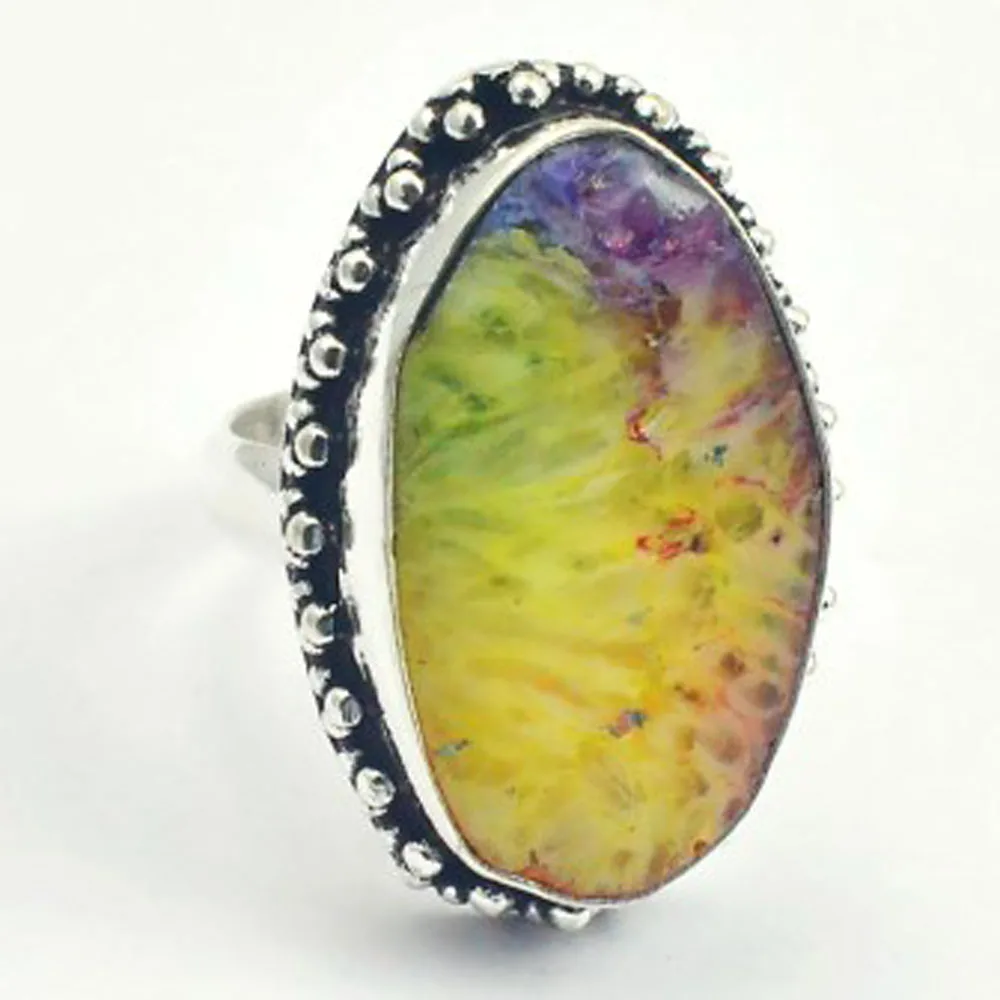 

Solar Quarts Ring Silver Overlay over Copper, USA Size 7 , R3563