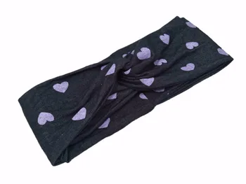 

T185014 New stretchy fashion denim printed turban with lots of pink hair band, comfortable soft hair band for women
