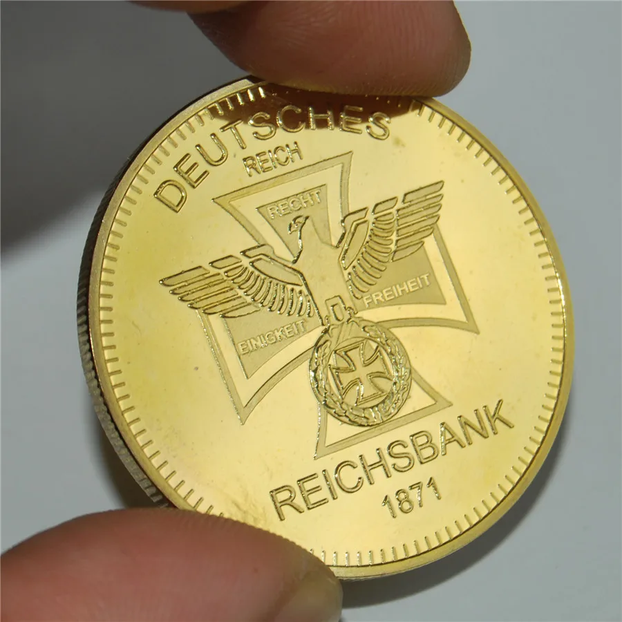 24KT Bullion German Coin 24K Gold Plated Clad DEUTSCHES EAGLE REICHSBANK 1871 Germany Round Coins (24)