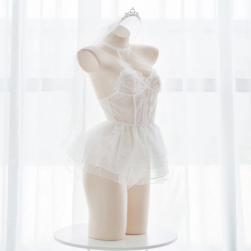 Ангел, балетное цветочное Свадебное женское белье, кружевное нижнее белье, сексуальное эротическое нижнее белье, сетчатая пряжа, ультра-короткое платье