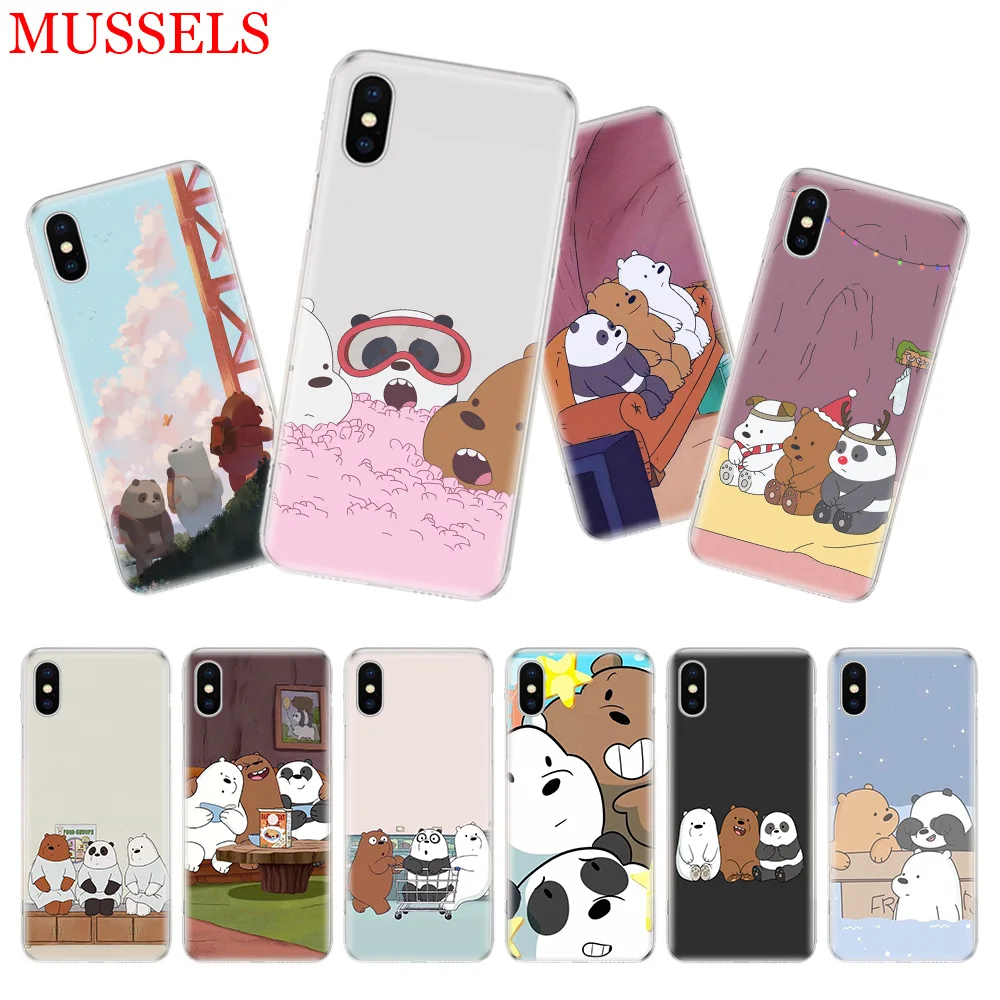 

Three Bears Lovely Phone Case For iPhone 11 Pro 7 8 6 6S Plus X 10 Ten XS MAX XR 5S SE Customized Art TPU Gift Cover Coque Shell