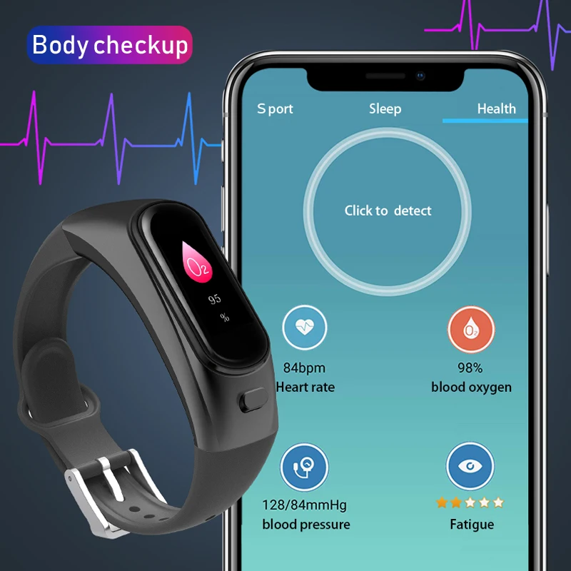 Wireless Bluetooth bracelet Earphones waterproof wristband Support Intelligent detection Heart rate Sports Smart band earphone