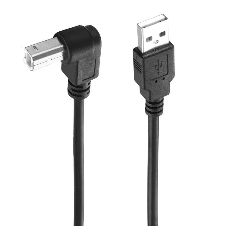 Bochara 90 градусов USB 2,0 кабель для принтера тип A папа-Тип B Папа из фольги+ Плетеный экранированный 30 см 50 см 1 м 1,5 м 1,8 м 3 м 5 м