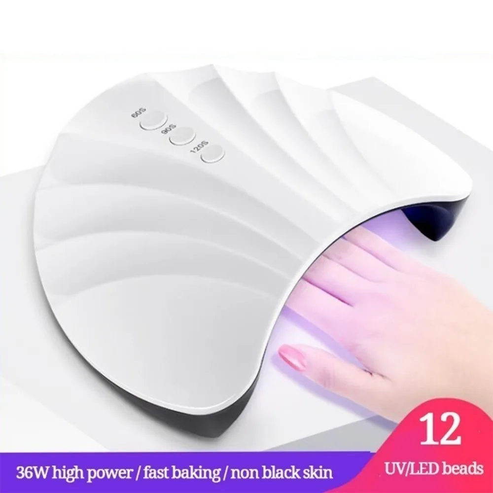 36W 12LEDs Shell Shape USB LED UV Nail Dryer Lamp Gel Curing Nail Polish Machine Nail Art Tool White/Pink Nail Dryers 60s/90s