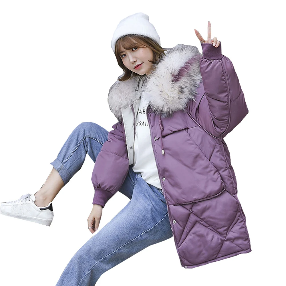Женская Большая Меховая парка с капюшоном, зимняя куртка для женщин, Женская парка, 5 цветов, S-XXL 912