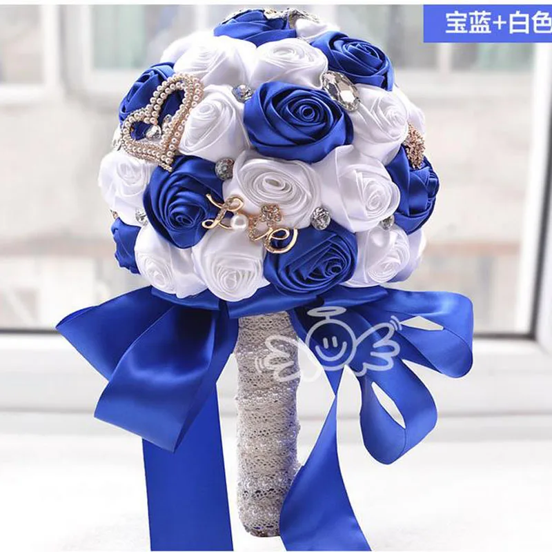 Sytauuan, Bouquet di Rose da Matrimonio (Fiore Artificiale Che per la casa e la Decorazione di Nozze) Blue