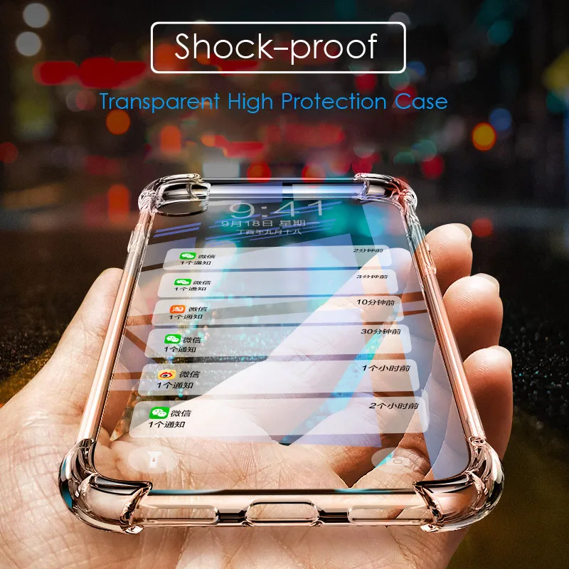 YOEMAEERRAR Anti Knock Shock Proof Trasparent Silicon Case for iPhone 6 6S 7 8 Plus 8Plus X 10 Clear Phone 360 Protective Cover |