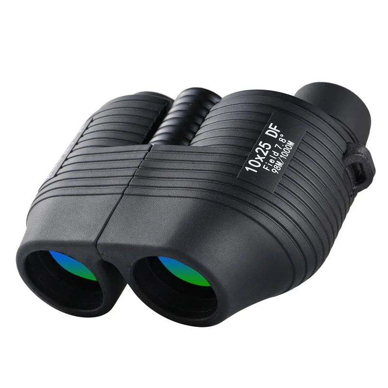 10x25 Бинокль BAK4 Prism HD оптические линзы портативный телескоп Бинокль для охоты и спорта для наблюдения за птицами - Цвет: Черный