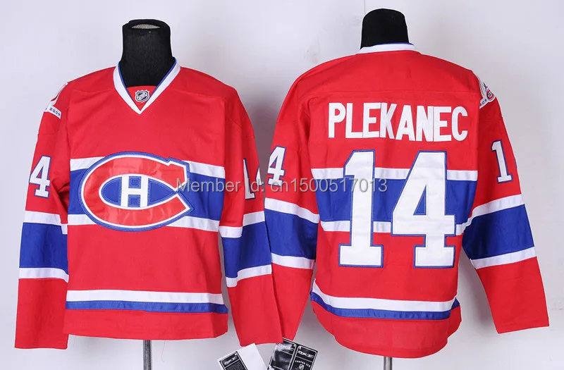 New Montreal Canadiens 14 Tomas Plekanec Ice Hockey Jersey,Red White Best Quality,Stitched logos,Accept Mix Order,Free Shipping Red.jpg