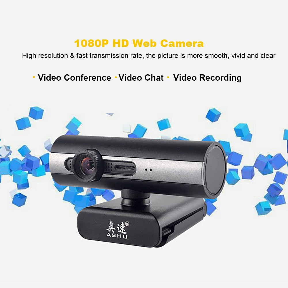 ASHU веб-камера Full HD 1080P USB 2,0 веб-цифровая камера Встроенный микрофон клип-на 2,0 мегапиксельная CMOS камера Веб-камера для компьютера
