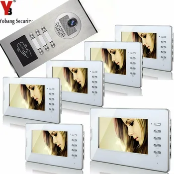 

YobangSecurity Home Video Intercom 7 Inch Video Door Phone Doorbell Door Chime RFID Access Control System For 6 Unit Apartment