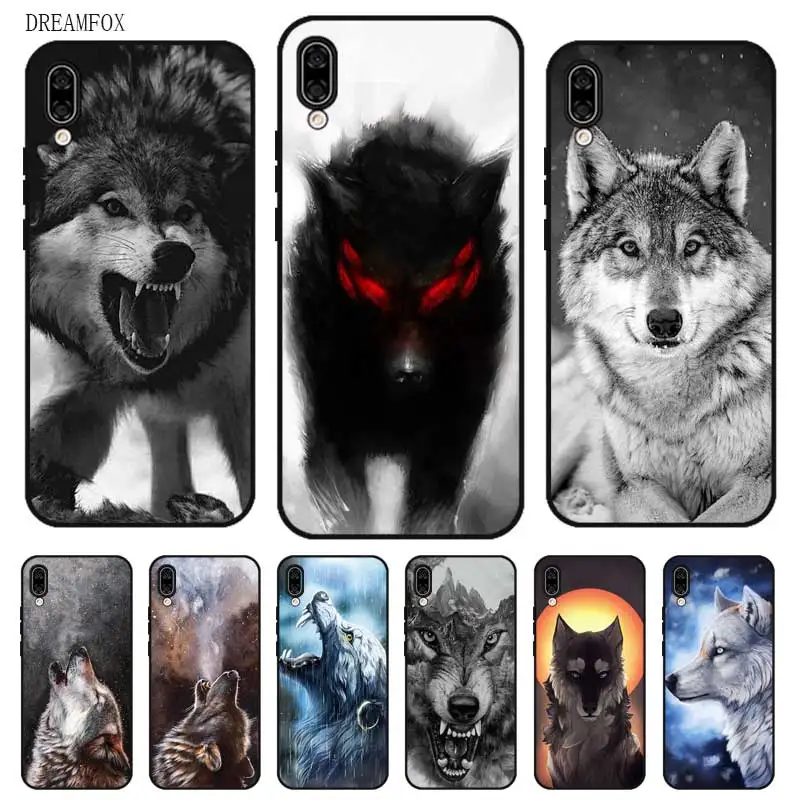 N290 Cool Wolf Hipster Black Silicone Case Cover For Huawei Honor 6A 6C 6X 7C 7X 8 Lite Pro |
