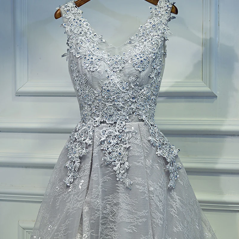 Elegant Women cocktail dresses short design tank V neck lace embroidery appliques cocktail dress robe de E0002