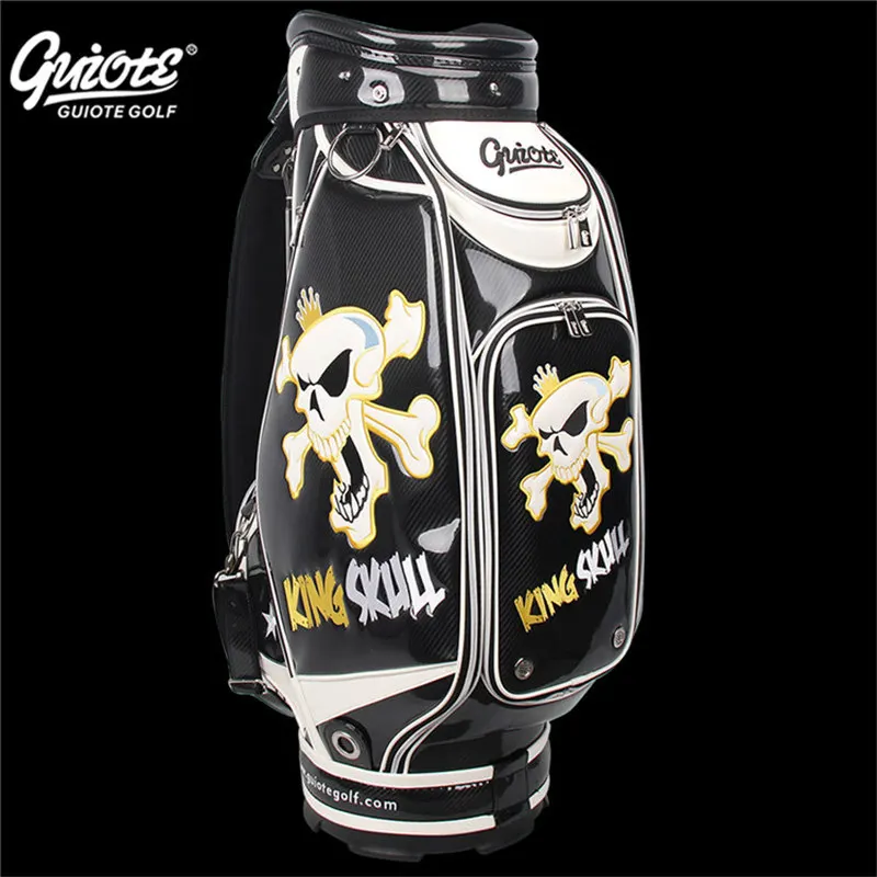 [2 цвета] KING SKULL& X-Bones Golf Caddie сумка для клюшек PU кожаная сумка для гольфа с дождевиком 5-way для мужчин и женщин