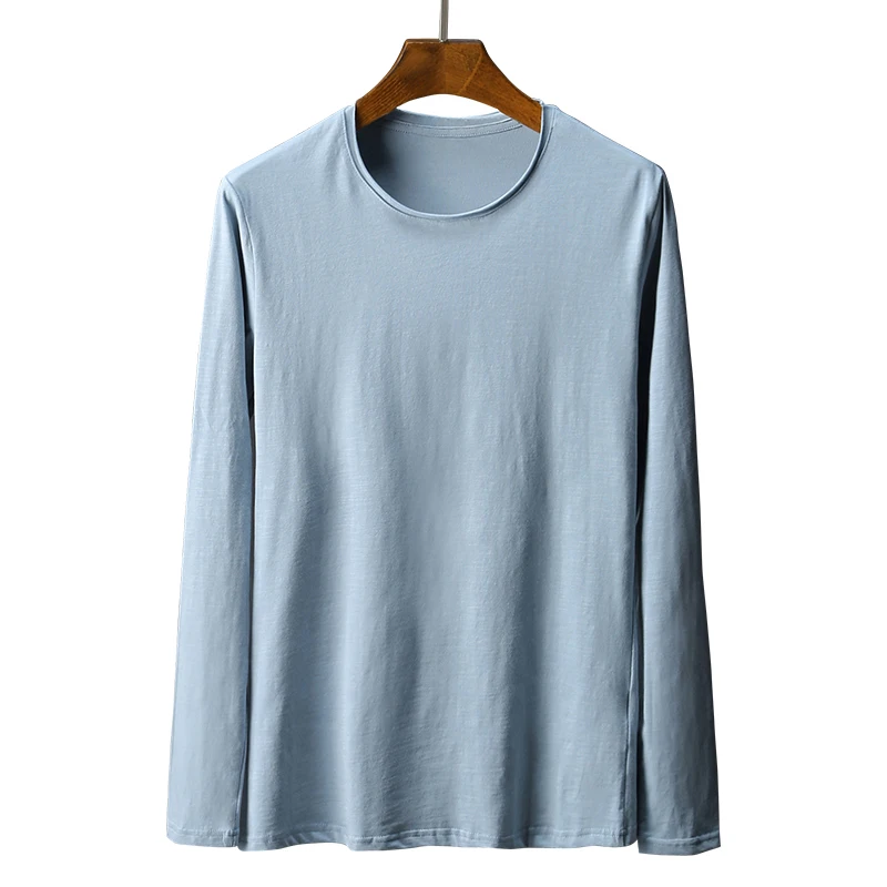 Bamboo cotton men's long sleeve t-shirt msn All Match O Neck Casual T-Shirts Base Tees spring autumn Korean bottoming shirt men (1)